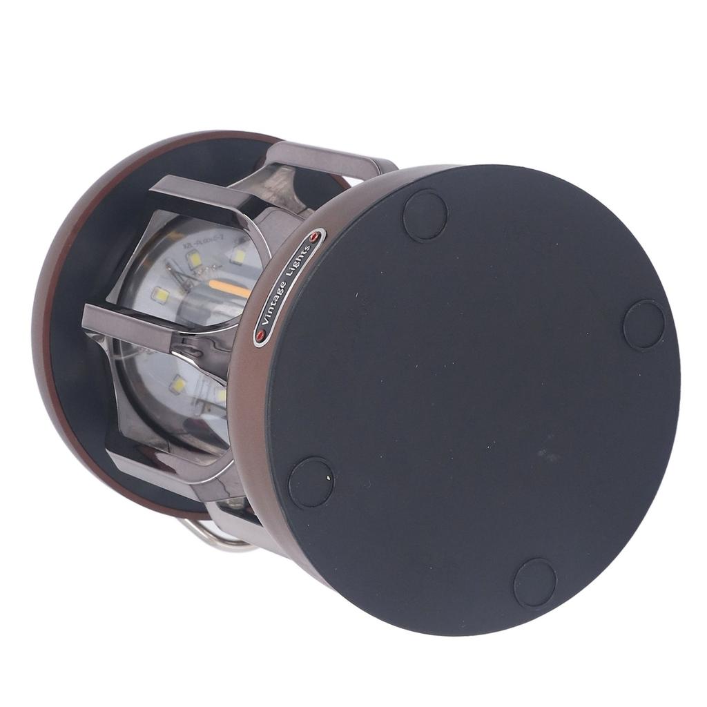 Retro Camping Lantern Vintage Camping Lamp Type C Rechargeable 3 Modes Dimmable with Hook Waterproof LED Tent Lamp for Garden Brown