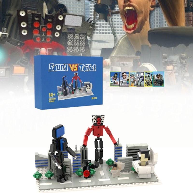 Creative Toilet Man Scene Building Blocks Toy Model With Cards For Imaginative Play