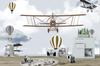 Children's photo wallpaper biplane and balloons over the mountains DWK272 200x135