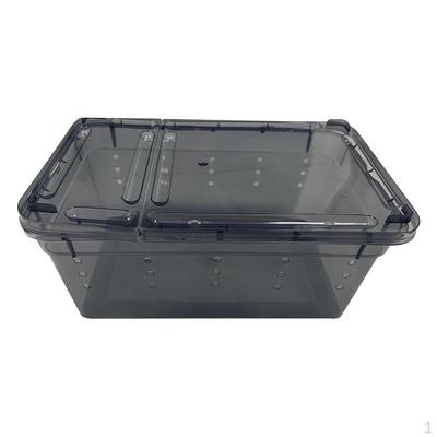 Plastic Reptile Breeding Box Spider Feeding Hatching Tank Black
