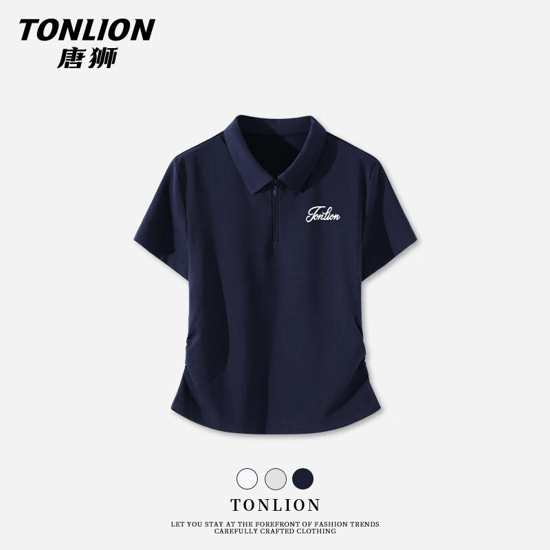 TonLion Women s Polo Neck Short Sleeve T-Shirt M