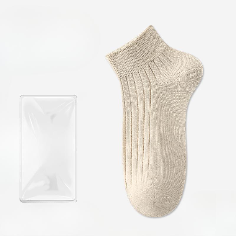 Men's Spring and Summer Thin Deodorizing Sweat Absorbing Pure Color Sports Short Cotton Socks