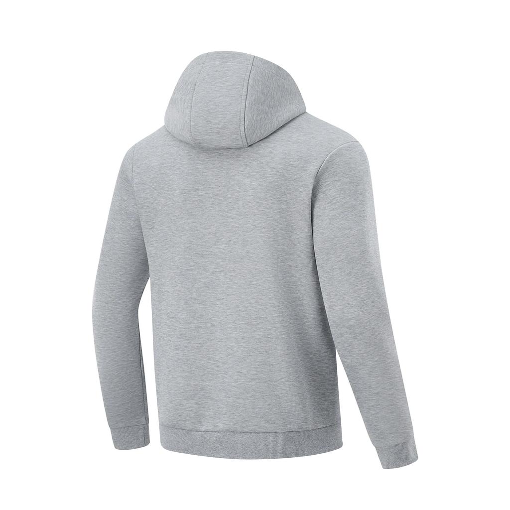 Li Ning Comfortable Casual Simple Hooded Zipper Cardigan Sweatshirt Men Sweatshirts Gray AWDU581-5