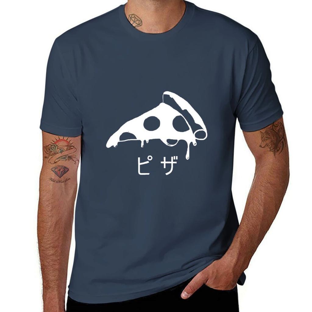 Japanese Pizza Design Tshirt Christmas Casual Short Sleeve Top
