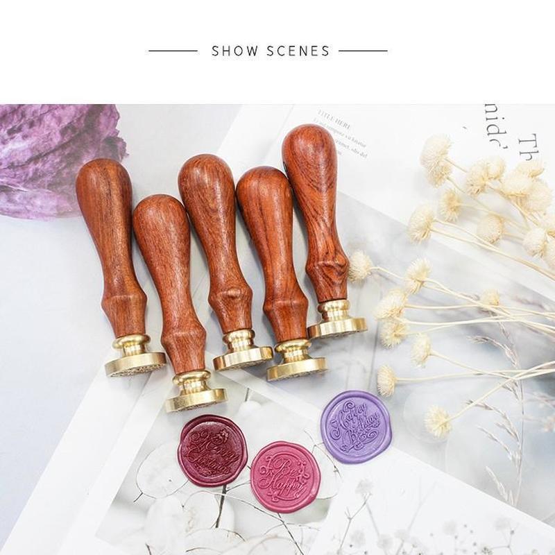 1 Pc Alphabet Pattern Wax Seal Stamps Retro Happy Birthday Antique Wooden Sealing Scrapbooking Wedding Decoration