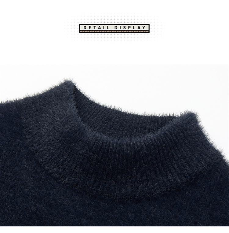 Men's Thick Chenille Velvet Turtleneck Sweater with Golden Carving