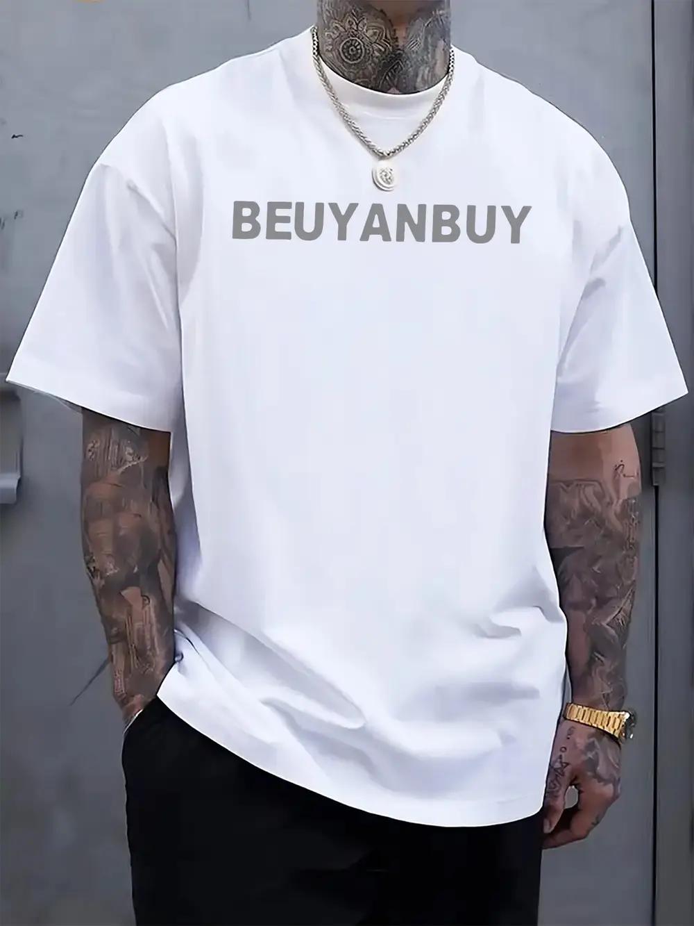 

Casual BEUYANBUY Graphic Print T-shirt - Black Crew Neck Short Sleeve Tee for Summer S