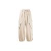 Wool Blend High-Waisted Tie Waist Cargo Pants Women Pants Khaki HB6341