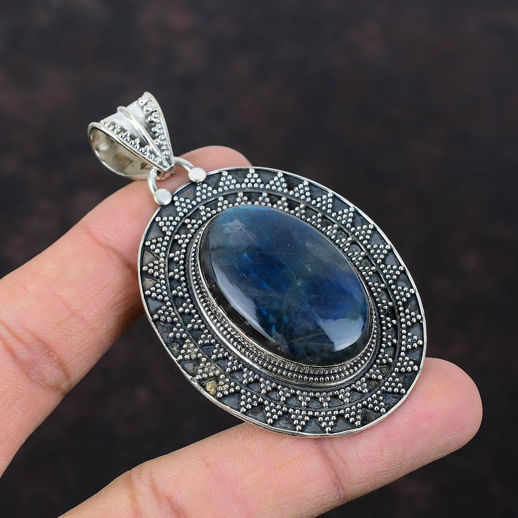 Labradorit Edelstein Anhänger 925 Sterling Silber Anhänger Erstaunlicher Anhänger Labradorit Schmuck Vintage Anhänger Geschenke für Mama Handgefertigter Anhänger