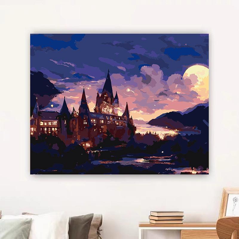 DIY Digital Oil Painting Kit Hand Paint By Numbers Acrylic Landscape Wall Art Birthday Gift