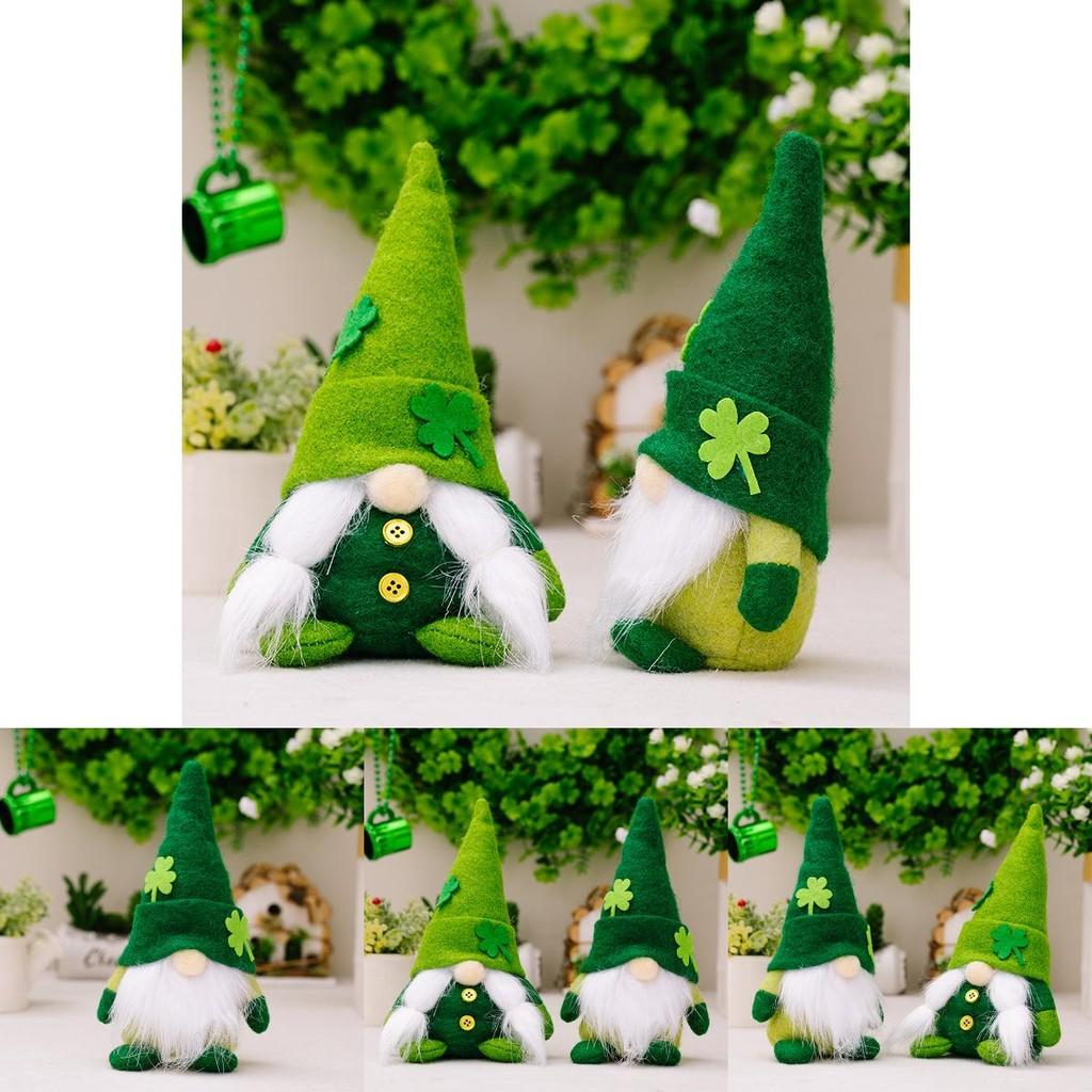 Green Leaf Festival Decorations Charming Gnome Figurine St Patrick's Day Clover Display