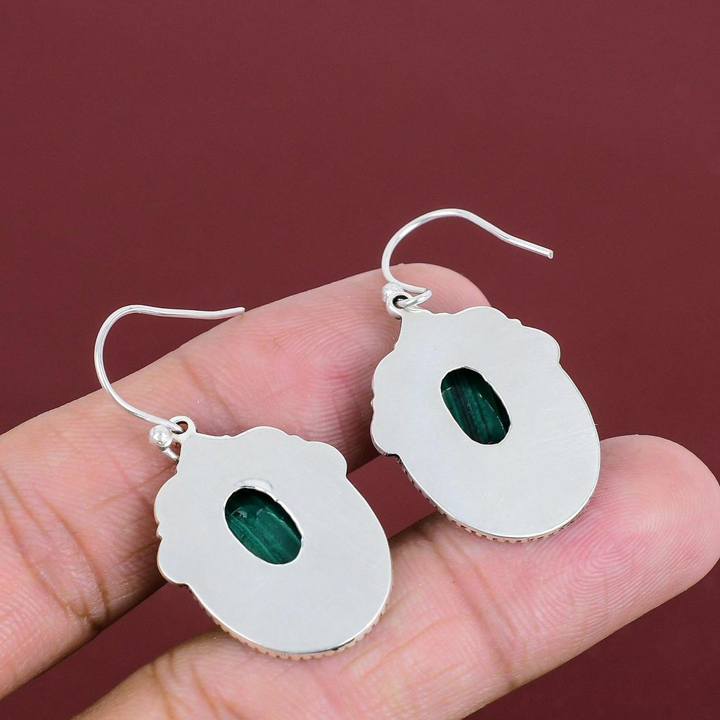 Malachite Earring Natural Gemstone Earrings Designer Jewelry Handmade Earrings 925 Sterling Silver Earring Vintage Earring Engagement Gifts