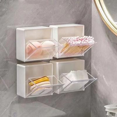 For 4pcs Plastic Wall Mounted Storage Boxes Dustproof Bathroom Organizer For Cotton Swabs Makeup Adhesive Small Jewelry Holder B