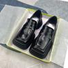 Frühling Und Sommer Retro Britischer Stil Kleine Lederschuhe Muffin Plateau Slipper Damen Square Head Einzelne Schuhe