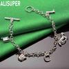 925 Sterling Silver Fashion Element Side Chain Charm Bracelet - Exquisite Gift Jewelry