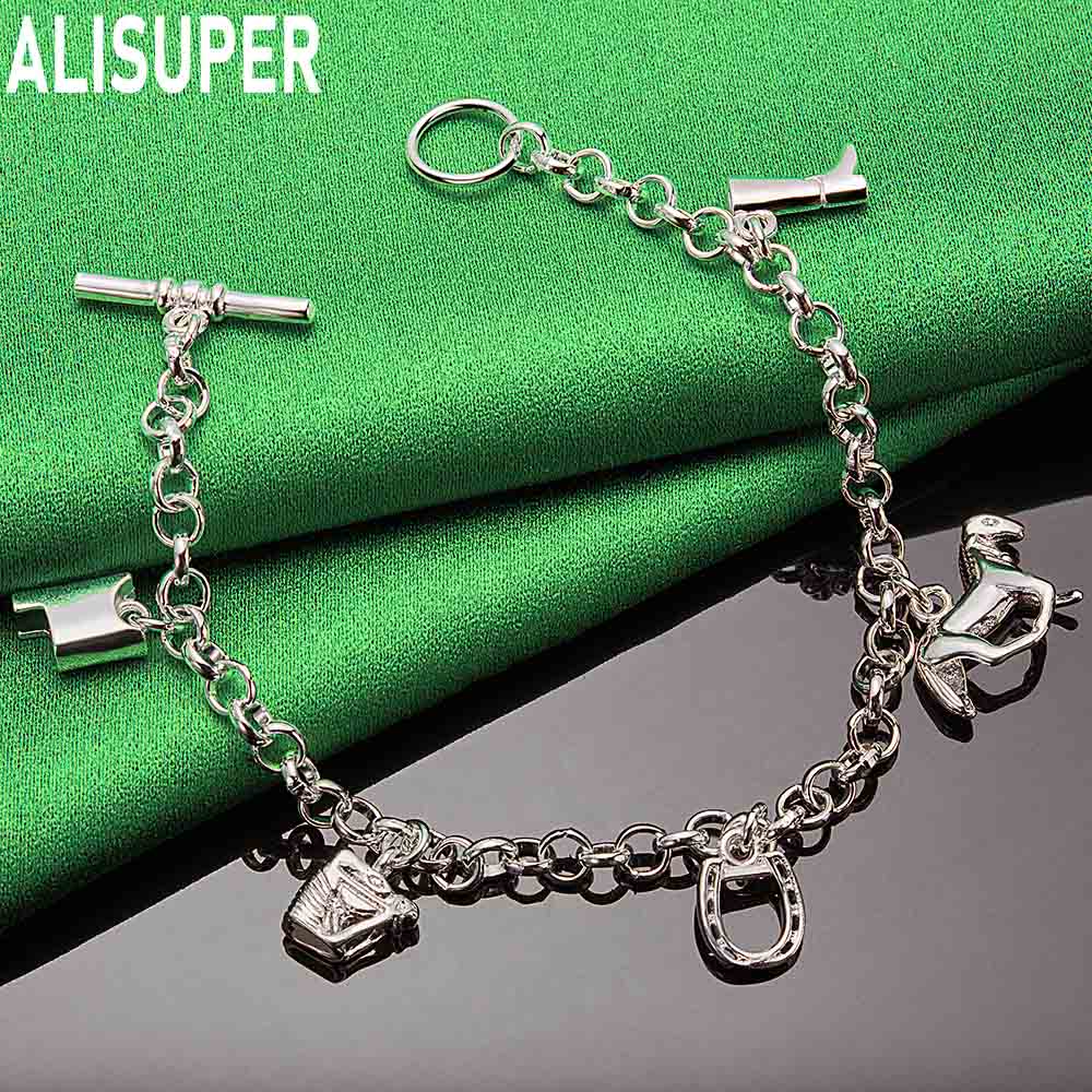 925 Sterling Silver Fashion Element Side Chain Charm Bracelet - Exquisite Gift Jewelry