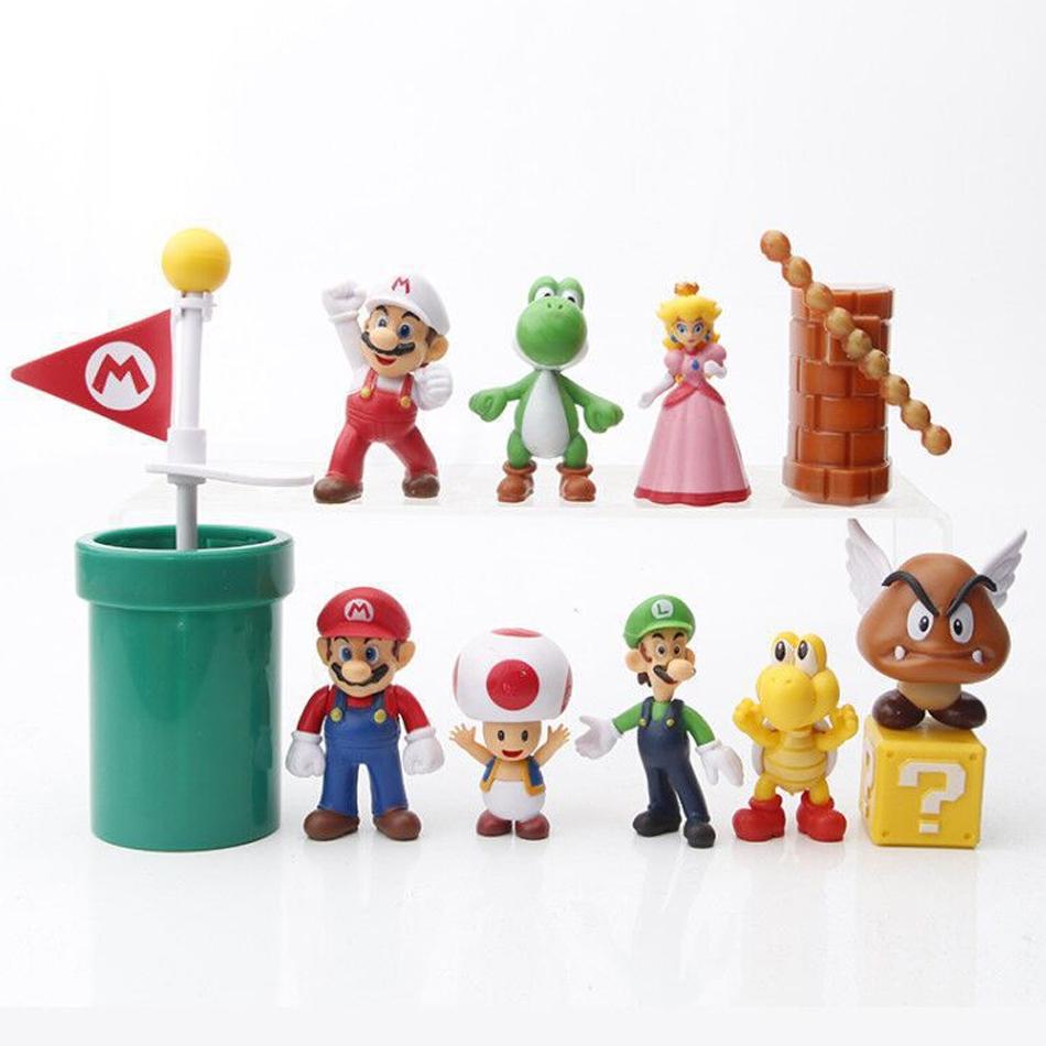 

12-18Pcs/Set Super Mario Bros Pvc Action Figure Toys Dolls Model Set Luigi Yoshi Donkey Kong Mushroom For Kids Birthday Gifts