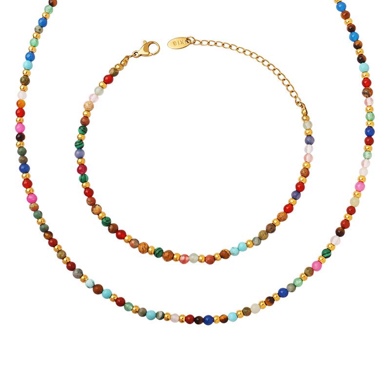 Bohemian Minimalist Seven-Color Natural Stone Beaded Necklace for Women