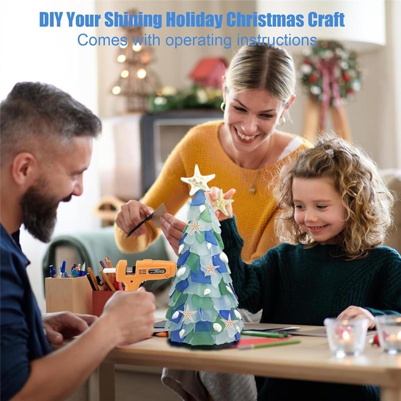 Christmas Tree DIY Kit Sea Glass Pieces For Christmas Tree Lights Lamp For DIY Crafts Christmas Ornament Crafts