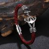 New Stainless Steel Anchor Bracelet Men's Jewelry Punk Black Woven Genuine Leather Bracelet Charm Vintage Gifts