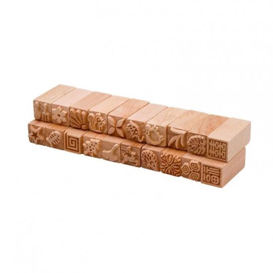 Handgeschnitzte Holzstempel Holzsiegel zum Drucken DIY Ton Keramik Druckblöcke Tonwerkzeug Fischgräte / Eichhörnchen / Blume / Hirsch