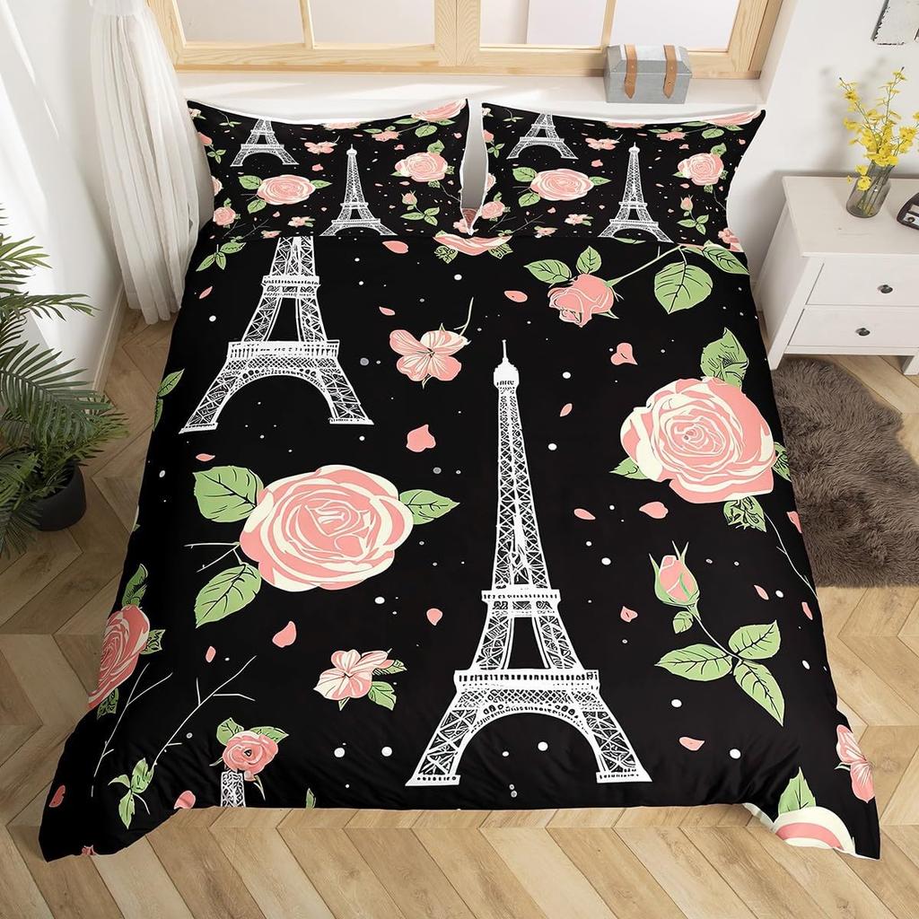 Paris Liebe Bettbezug Eiffelturm Bettbezug Für Männer Frauen Romantische Stadt Blume Bettwäsche Sets Für Valentinstag Hochzeitsgeschenk