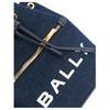 Bally Letter Logo Front Zipper Pocket Fabric Bucket Bag Women Handbags Blue 6306618