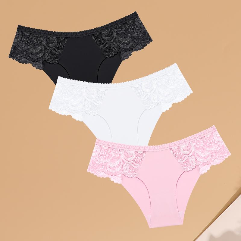 

3 шт. бесшовное женское комфортное нижнее белье сексуальные кружевные ажурные трусы для девочек с низкой посадкой спортивные трусики мягкое дышащее нижнее белье L&3pcs