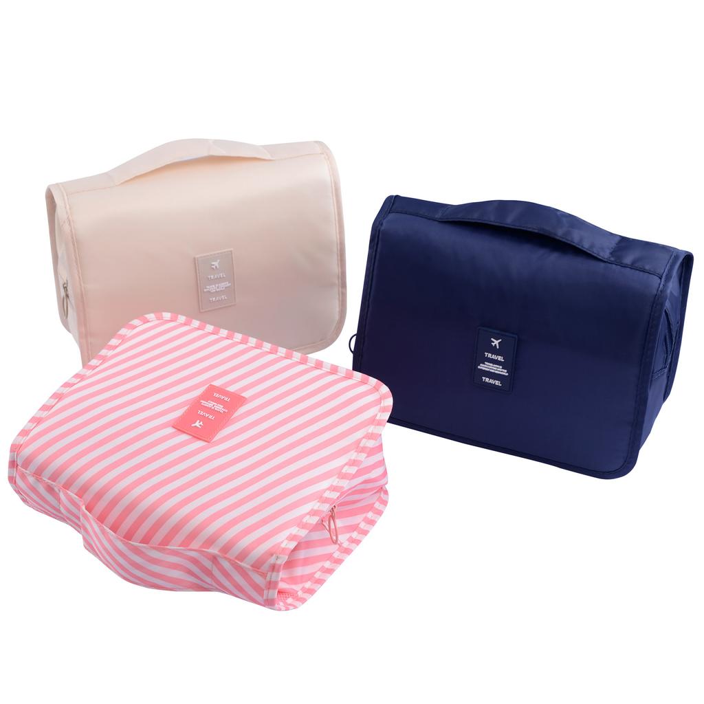 Travel Hanging Hook Wash Bag Large Capacity Foldable Cosmetic Bag Multifunctional Storage Portable Handbag