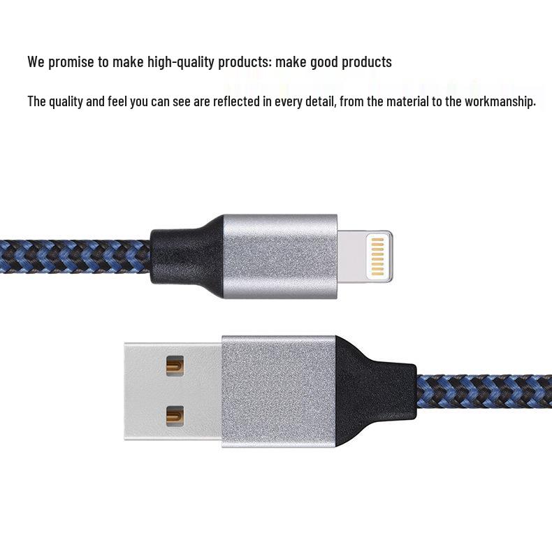 Fast-Charging Nylon Braided Data Cable for iPhone 11/12/13/14