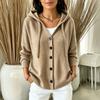 Damen Kapuzen-Strickjacke Farbe Lässiger Pullover für den Alltag