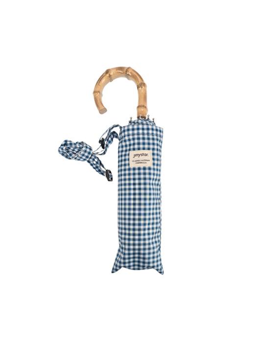 JINYSTAR 55 Navy Gingham Check 3-Tier Umbrella OUJSU30016 Navy