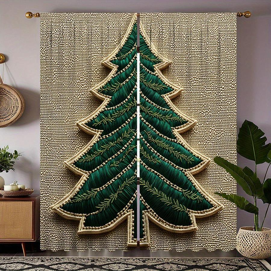 

3D pine printed curtains, pole bag bedroom and living room, home decoration, room decoration 14Wx39L(35x100CM)x2