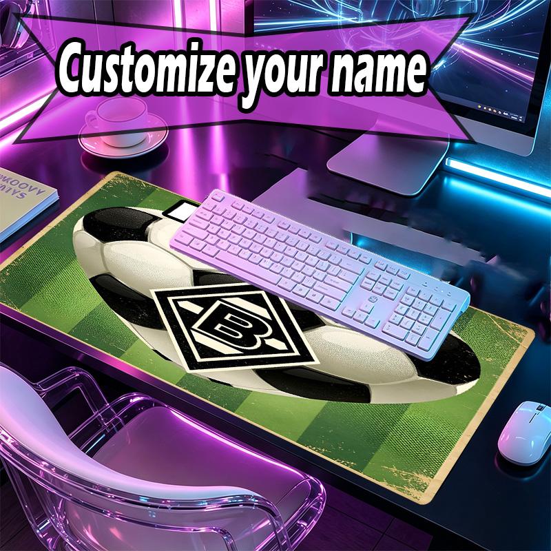 Custom Name Personalized Borussia Monchengladbach Pattern Mousepad, Laptop PC Desk Mat, Decorative Desk Mat for Home Keyboard Pad Gift