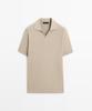 Masimodutti Cotton Blend V-Neck Knit Polo Shirt