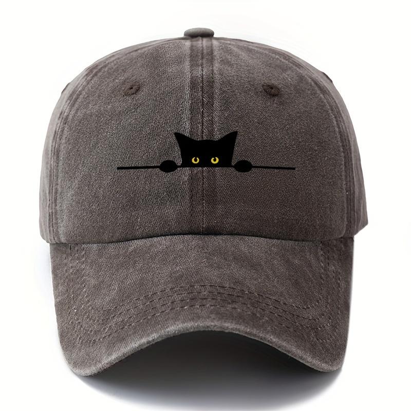 Retro cartoon cat printed baseball cap adjustable for men and women outdoor activities, fishing, camping, and parties