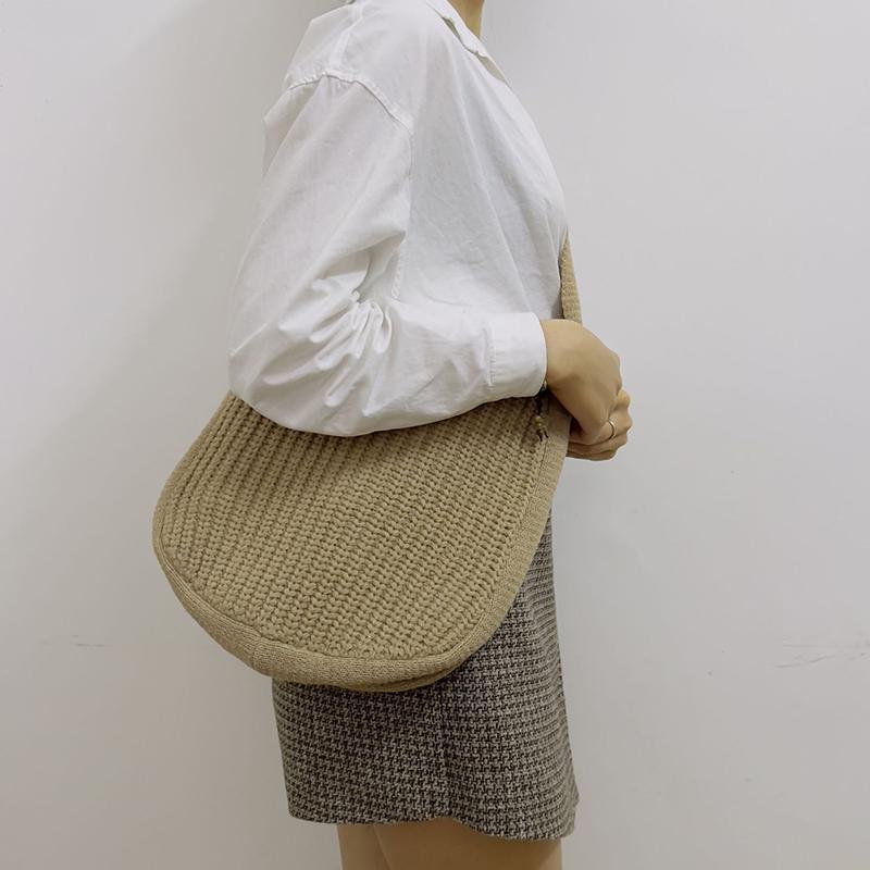 Yogodlns Retro Wool Knitted Shoulder Bag for Women Winter New Large Capacity Shopping Totes Bag