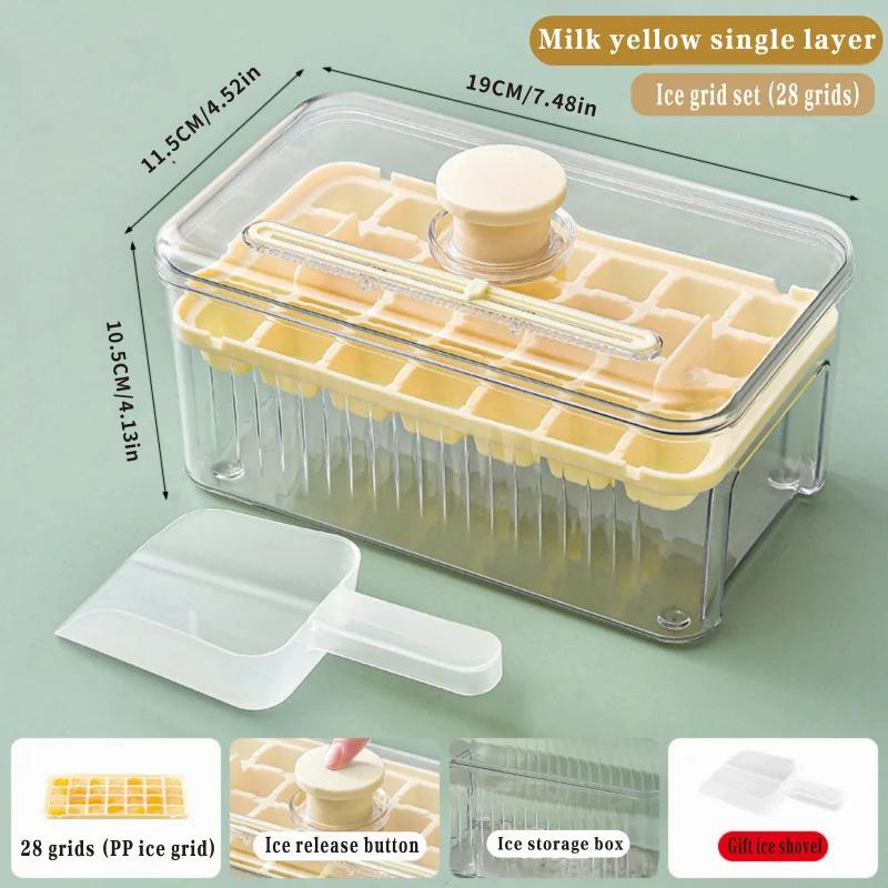Eiswürfelbereiter mit Deckel und Eiswürfelform 56 Fächer Easy Ice-Knopf Mehrzweck-Eisbereiter für Whiskey Cocktailgetränke Kaffee