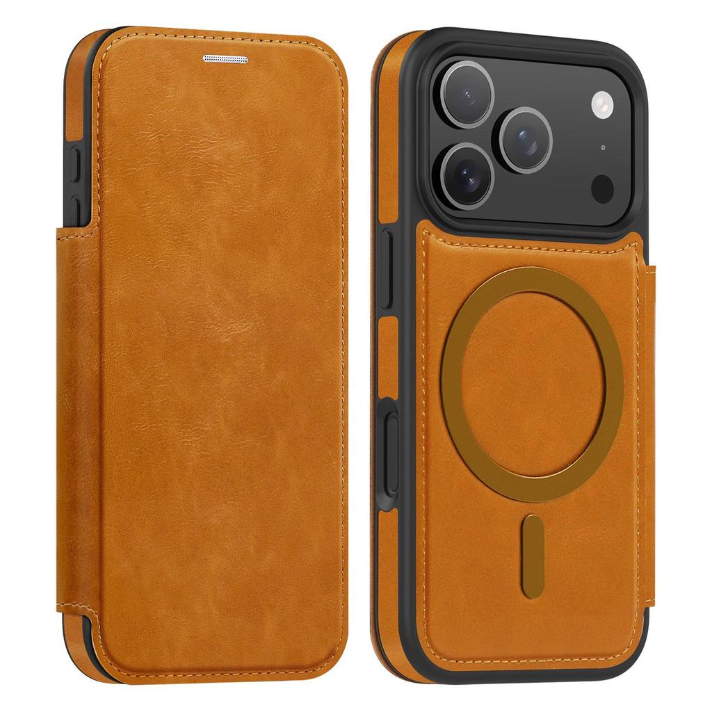 Magnetic Charging Flip Leather Case for Apple iPhone Pro Max (17/16/15/14) - Full Coverage & Anti-Theft