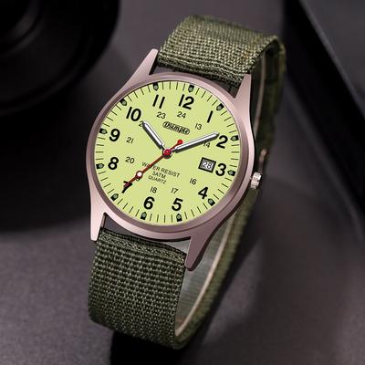 Mode Herrenuhren Leuchtzeiger Uhr Luxus Militär Sport Kalender Quarz Armbanduhr Herren Lässige Nylonuhr Reloj Hombre