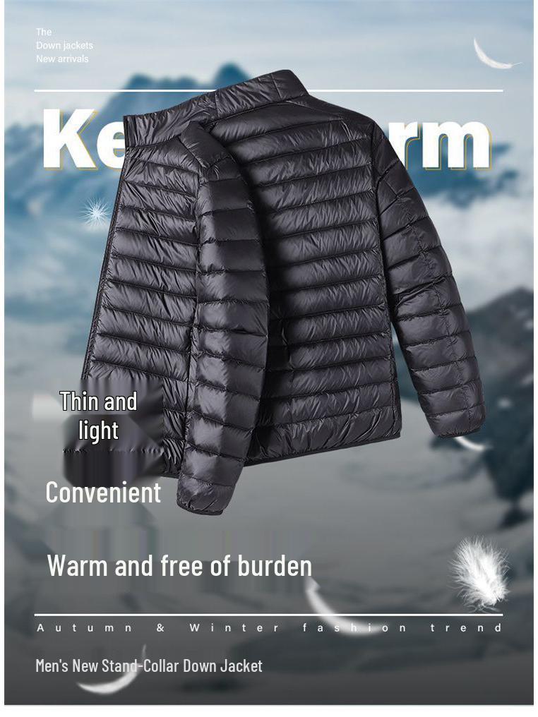 Herren Leichte Ultraleichte Winddichte Daunenjacke - Übergröße, Warm, Sportlich, Lässige Oberbekleidung für Frühling, Herbst, Frühwinter