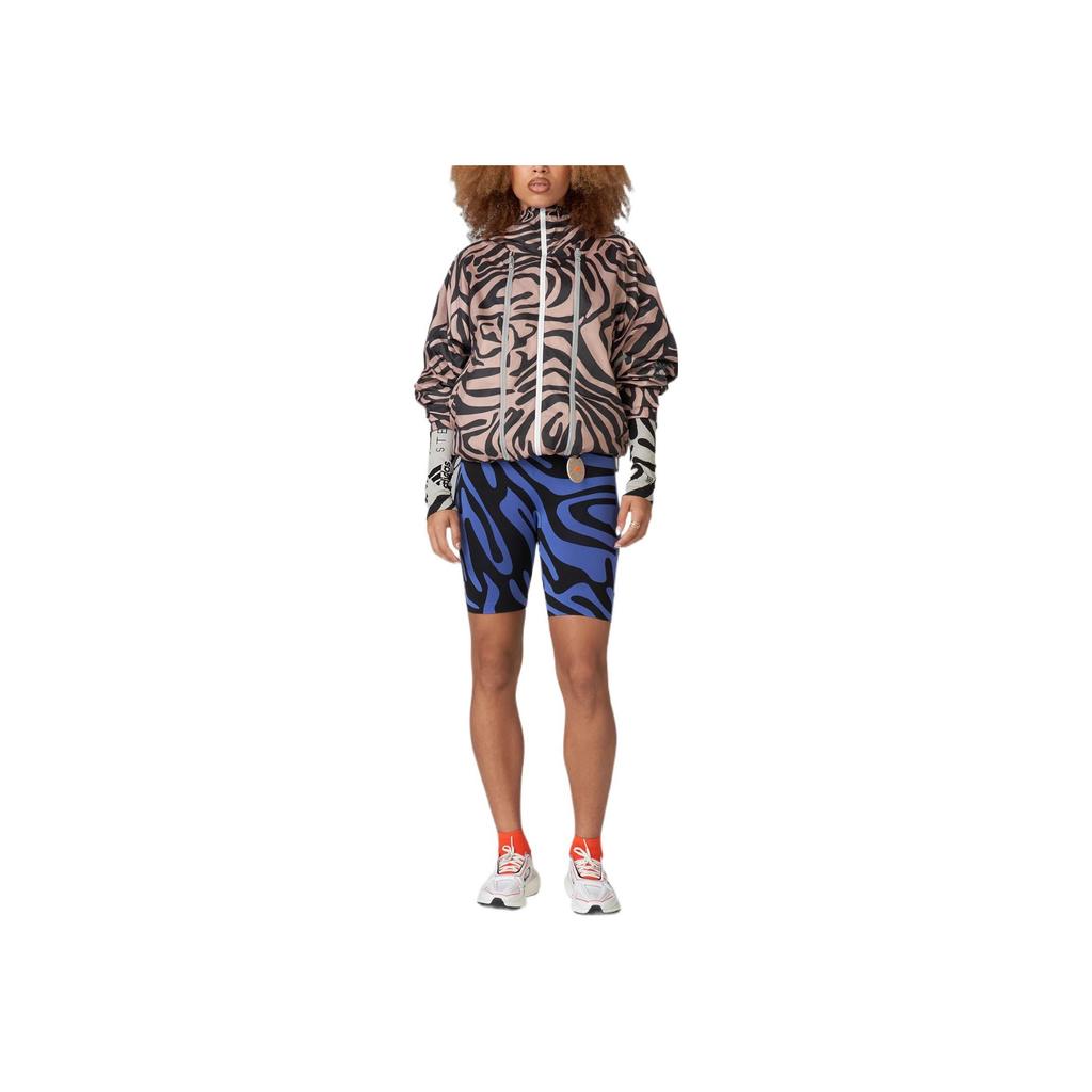Adidas Stella McCartney Aok Cycl Full Print Striped Letter Fitness Shorts Women Shorts Blue HF3068