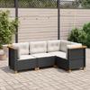 Vidaxl 4-Cz. Set da Salotto per Giardino, Cuscini, Rattan Nero PE