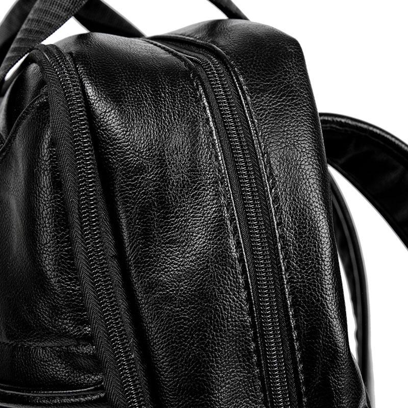black leather computer backpack