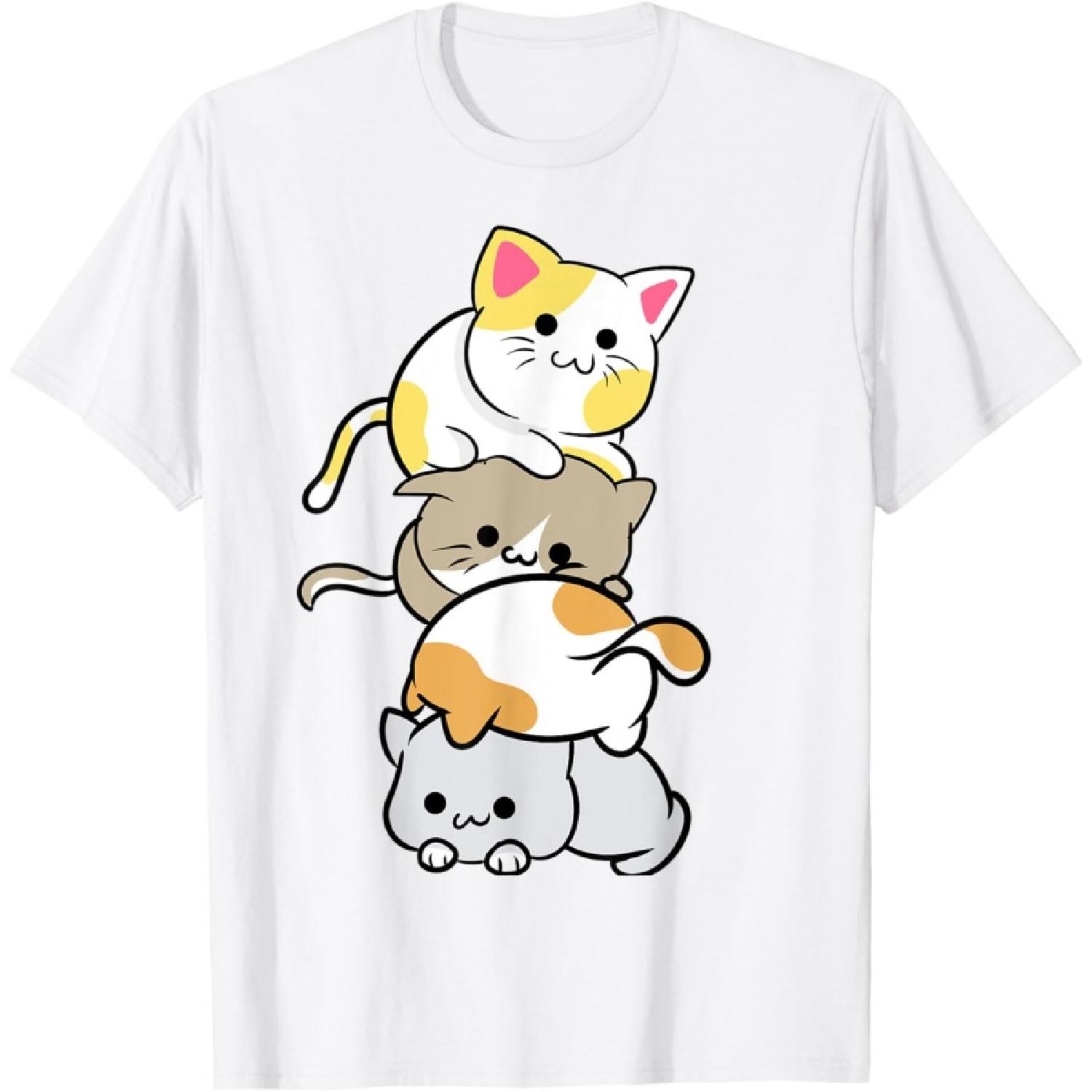 Cute Cats - Kitty Pile Anime Kawaii Neko Cute Cat T-Shirt XXXXXL белый