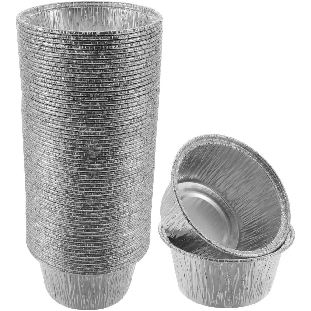 100Pcs Aluminum Tin Foil Baking Cup Tray Heart/Round/Square Tinfoil Tray Baking Pans  Pudding