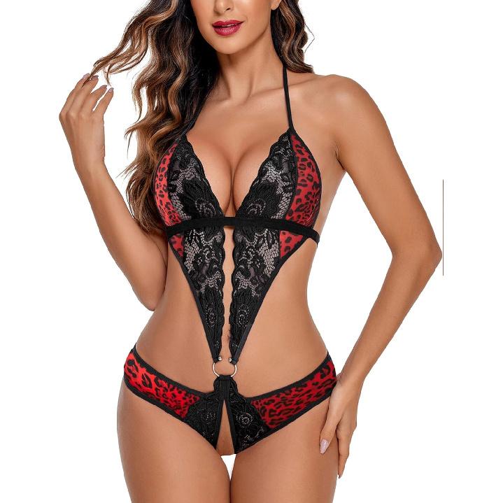 Avidlove Women Deep V Lingerie Lace Teddy One Piece Babydoll Mini Bodysuit