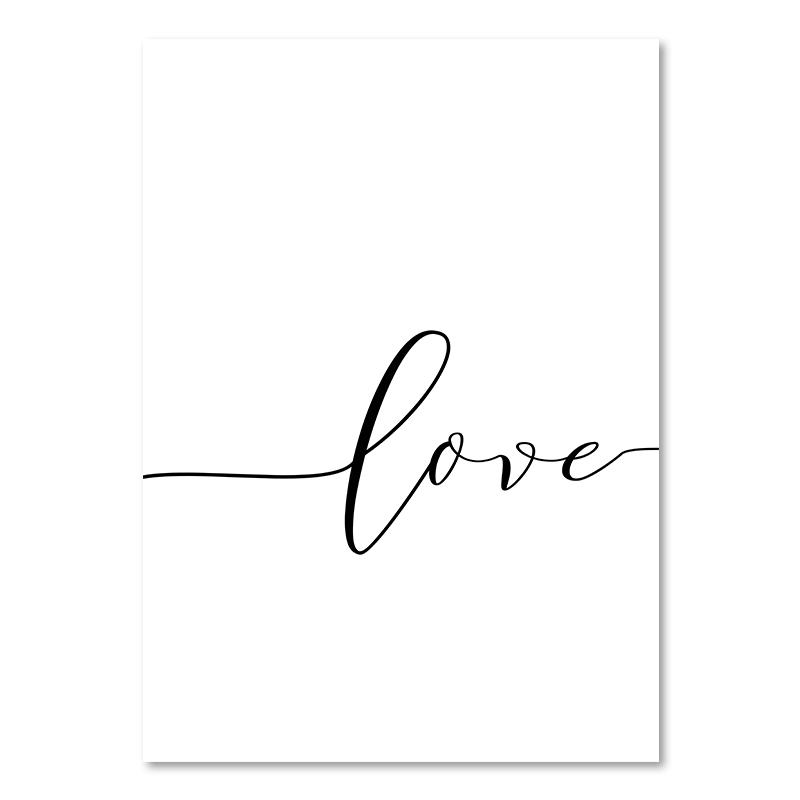Schwarz-weißes Lebenszitat auf Leinwand, Gemälde im skandinavischen Stil, Liebesposter und Druck, nordische Wandbilder für Wohnzimmer, Heimdekoration