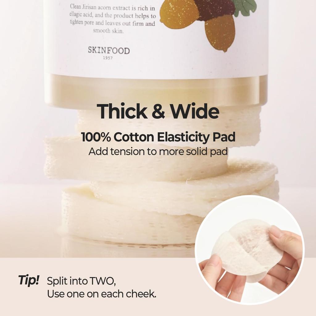 SKINFOOD Acorn Pore Peptide Toner Wiping Korean Skincare Pads, Pads, Pads, (250g/60 Sheets)