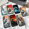Japanische Ukiyo-e Meereswellen Handyhülle Für Samsung Galaxy A73,A72,A71,A70,A53,A52,A51,Andere Weiche Schwarze Hülle